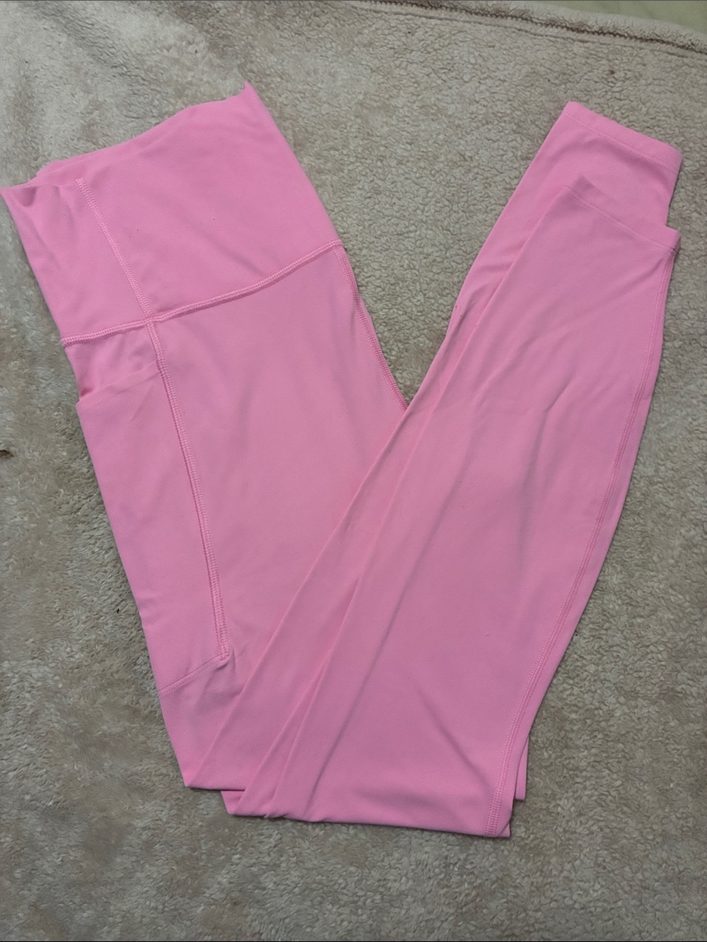 Pink High-Waist Full Length Leggings with pockets